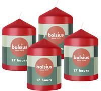 Sept-- Lot De 4 Bougies Piliers - Rouge - 8 X 6 Cm - Bougies Décoratives D'intérieur - Longue Durée De Combustion De 17 Heures - Non Parfumées - 5% Cire Végétalienne Naturelle