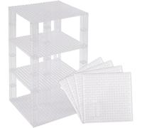 Sept-Lot De 4 Plaques De Base - Avec Briques Stackers 2x2 Améliorées - De Qualité - Pour Construire Une Tour - Compatible Avec Les Plus Grande Marques - 15,4 X 15,4 Cm - Transparent