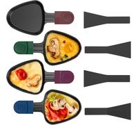Sept-Lot De 4 Poêlon Raclette Triangulaire Anti-Adhésif, Coupelle Raclette Triangle Avec Poignée Colorée Anti-Brûlure Pour Fromage Fondu, Oeuf Frit, 4 Pcs Pelle En Nylon Passées Au Lave-Vaisselle