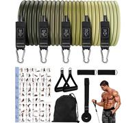 Sept-Lot De 5 Bandes De Fitness,Set De Bandes De Résistance Avec Ancrage De Porte,Poignées,Sangles De Cheville,Sac De Transport,Bandes De Résistance Pour Fitness/Stretching/Pilates