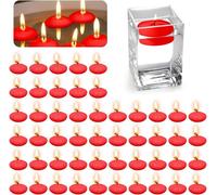 Sept-Lot De 50 Bougies Flottantes, Rouges, Flottantes, Non Parfumées, Pour Piscine De Mariage, Baignoire De Saint-Valentin, Décoration De Noël (Rouge)