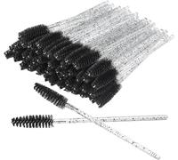 Sept-Lot De 50 Brosses À Cils Jetables Mascara Baguettes Magiques Applicateur De Sourcils Cosmétique Kit D'outils De Maquillage (Noir Cristallin)