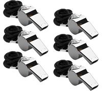 Sept-Lot De 6 Sifflets D'arbitre Avec Cordon Tour De Cou - Son Clair - Pour Les Cours De Sport - Pour Enfants - Pour Le Football, L'école Et L'entraînement Des Chiens (Argenté)