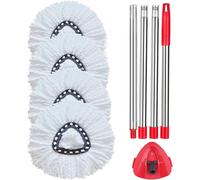 Sept-Lot De 7 Têtes De Balai Turbo Compatibles Avec Viledas All Turbo 1 Tank, 4 Têtes Blanches En Microfibre, 1 Base Triangulaire Rotative, 1 Brosse À Récurer, Manche De 76,2 À 147,3 Cm