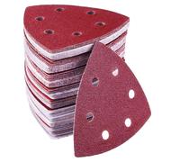 Sept-Lot De 72 Feuilles Abrasives Triangles Papier Poncage Triangulaire, 90 X 90 X 90 Mm, 6 Trous, Grains 40/60/80/120/180/240, Triangle De Pour Ponçage Et Polissage