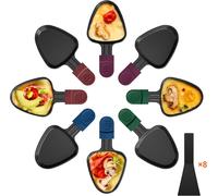 Sept-Lot De 8 Poêlon Raclette Triangulaire Anti-Adhésif, Coupelle Raclette Triangle Avec Poignée Colorée Anti-Brûlure Pour Fromage Fondu, Oeuf Frit, 8 Pcs Pelle En Nylon Passées Au Lave-Vaisselle