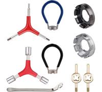 Sept-Lot De 9 Clés À Rayons Pour Vélo, Taille 10-15, Tendeur De Rayons Universel, Kit D'outils De Vélo Avec Tendeur De Mamelon, Démonte-Pneu, Clé Allen En Forme De Y Et Clé À Douille En Y