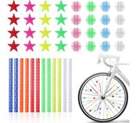 Sept-Lot De 96 Réflecteurs De Rayons Colorés Pour Vélo Et Enfant - Réflecteurs De Rayons De Vélo - Yeux De Chat - Réflecteurs Étoiles