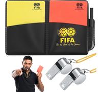 Sept-Lot De Cartes D'arbitre ¿ Cartes Rouges Et Jaunes Avec Sifflet En Métal Et Cordon Tour De Cou, Feuilles De Résultat Et Crayon Pour Football Et Basketball