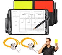 Sept-Lot De Cartes D'arbitre De Football Avec Carte Jaune En Pvc Rouge, 2 Sifflets En Métal, Sac De Score, Carnet De Scores, Kit Schiri Pour Match De Football, Sport Scolaire Et Sport