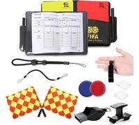 Sept-Lot De Cartes D'arbitre De Football Avec Carte Rouge Et Jaune En Pvc, Cordon Sifflet, Drapeaux D'arbitre Et Sac Pour Match De Football, Sports Scolaires Et Sport