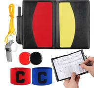 Sept-Lot De Cartes D'arbitre De Football Avec Carte Rouge Et Jaune En Pvc, Sifflet D'arbitre, Sac, Carnet De Points, 2 Brassards De Capitaine Et Pièce De Picket, Kit Schiri Pour Jeu De Football, Spor
