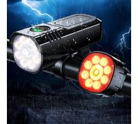Sept-Lumiere Velo, [8+7 Modes & 9+9 Led Puissant] Eclairage Velo Rechargeable Par Usb Lampe Velo Avant Et Arrière, Lumière Vélo Étanche Ip65 Pour Cyclysme, Vtt, Moto, Trotinette Phare Feux Arrière