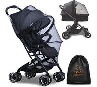 Sept-Moustiquaire Poussette Universelle Avec Fermeture Éclair,Respirant Protection Anti-Insectes Pour Landau,Berceau Et Moïse,3d Pvc Tissu À Maille Fine Et Résistante,Sac Inclus (Noir)