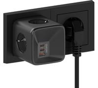 Sept-Multiprise Cube Chargeur Usb Secteur 30w, Prise Multiple Murale Avec 4 Prises 4000w Chargeur Rapide 2 Usb C 1 Usb A, 7 En 1 Bloc Multiprise Pour Bureau Maison Voyage, Noir