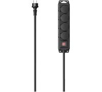 Sept-Multiprise Etanche 4 Prises Avec Interrupteur (Multiprise Extérieur, Montage Mural, Rallonge 2m, Bloc 4 Prises Ip44 Avec Couvercle, Prises Schuko Compatible France, 16a, 3680w) Noir