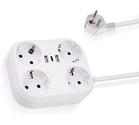 Sept-Multiprise, Multiprise 4 Compartiments Avec 2 Prises Usb-A 1 Prise Usb-C Protégée Contre Les Surtensions Avec Câble De 1.8m Pour Bureau À Domicile Blanc