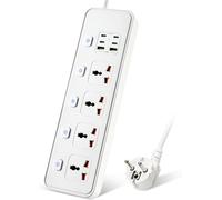 SEPT-Multiprise Universelle avec Ports USB, Prises 4 Voies avec 4 Ports USB-C et 2 Ports USB, Interrupteur Unique 3250 W, câble d'extension de 1,8 m avec Bande d'alimentation protégée, Blanc