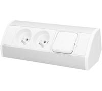 Sept-Orno Gm-9002/W-G Multiprise Electrique D'angle Avec Disjoncteur Pour Cuisine, Bureau Et Plan De Travail (Blanc)