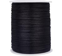 Sept-Pandahall 100m Cordons De Satin Rattail, 2 Mm Chaîne De Perles De Soie Noire Cordon De Garniture Soyeux Crafes Décoratives String Pour Macramé Garniture Bijoux Capteurs De Rêve Cheveux De Tresse