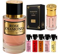 Sept-Parfum Rose Diamon Senteur Rose Vanille - - Coffret Luxe - Extrait De Parfum 50ml + Musc 3ml + 5 E¿Chantillons Offert - Coffret Cadeau Homme Et Femme - Collection Privee