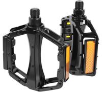 Sept-Pédales De Vélo, Noires, Légères, En Aluminium, Avec Profil Antidérapant Et Bandes Réfléchissantes, Pédales À Roulement À Billes 9/16"", Pour Vtt, Vélo De Ville, Trekking (400 G/Paire)