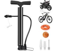 Sept-Pompe À Vélo 130 Psi, Pompe À Pied Pour Vélo, Pompe À Air Au Sol Haute Pression Avec Aiguille Pour Ballon & Adaptateurs, Compatible Vtt, Moto, Ballon De Foot, Gonfleur Pneu Vélo
