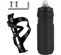 Sept-Porte Bidon De Vélo Avec Ensemble De Bouteille, Porte Bouteille Universelle, Support Gourde Vélo Avec Porte-Bouteille De 650ml Sans Bpa, Porte Gourde Robuste Pour Vélo/Vtt/Vélo De Route, Noir