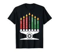 Sept principes Kwanzaa Kinara avec Bougies Rouges Noires et Vertes T-Shirt