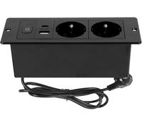 Sept-Prise Encastrable De Table Avec Usb A C, Prise Encastrée À 2 Voies, Prise De Table, Multiprise Pour Table, Comptoir, Meubles, Câble De 1,8 M (Noir)