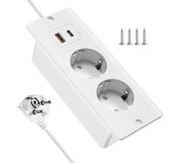 Sept-Prise Multiple, Multiprise Encastrable, Prise De Table Avec 2 Type C Et 1 Usb A, 4 En 1 Prise Encastrée, Multiprise Pour Bureau, Maison, Plan De Travail Et Table De Canapé, Câble De 2m