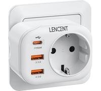 Sept-Prise Usb Secteur Chargeur Rapide Qc3,0 + Pd20 W Multiprise 4 En 1 Avec 1 Sortie Européenne 2 Ports Usb Et 1 Type C Pour Bureau/Cuisine/Chambre 4000w