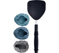 Sept-- Raclette Pour Pare-Brise - Tête Plate Pivotante Triangulaire/Manche Télescopique Aluminium - 3 Housses Microfibres Inclues