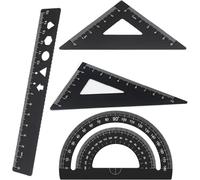 Sept-Règle En Métal,4 Pièces Ensembles De Géométriede,Règle D'échelle,Avec Règle De 15 Cm,Rapporteur Et 2 Pièces Règle Triangulaire,Pour Étudiants,Enseignants,Architectes,Ingénieurs (Noir)
