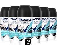 Sept-Rexona - Déodorant Femme Invisible Aqua - Bille Anti-Transpirant - Advanced Protection - Parfum Frais Et Floral - Protection 72h (Lot De 6x50ml)