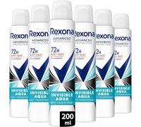 Sept-Rexona - Déodorant Femme Invisible Aqua - Spray Anti-Transpirant - Advanced Protection - Parfum Frais Et Floral - Protection 72h (Lot De 6x200ml)