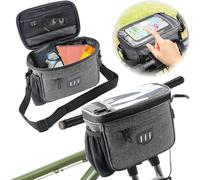 Sept-Sacoche Guidon Panier Velo 5l Sac Avant Sacoches De Guidon Vélo Multifonctionnel Écran Tactile Étanche À L'avant Avec Motifs Réfléchissants Pour Vélo De Route Vtt Electrique