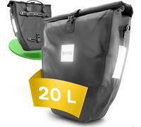 Sept-Sacoches De Vélo 20l Pour Porte-Bagages, Avec Bandoulière Et Poignée, Sacoche De Vélo 100% Imperméable Avec Réflecteurs Et Système De Clic, Noir (Lot De 1)