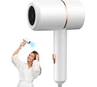 Sept-Seche Cheveux Voyage, Ion Sèche Cheveux Pliable Avec Bouton Chaud Et Froid, Professionnel Ionique Portable Sèche Cheveux 3 Températures/2 Vitesses Avec Buses Pour Salon À Domicile Voyage (Blanc)