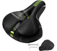 Sept-Selle De Vélo En Gel, Large, Douce, Confortable, Respirante, Amortissant Les Chocs, Ergonomique Avec Housse Étanche (Vert)
