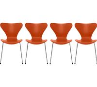 Sept / Série Chaise 3107 Frêne Set de 4 pièces Fritz Hansen Paradise orange - FRITZ HANSEN 4X 3107 PARA