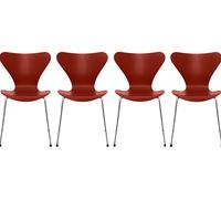 Sept / Série Chaise 3107 Frêne Set de 4 pièces Fritz Hansen Venetian red - FRITZ HANSEN 4X 3107 RED
