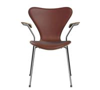 Sept / Série Chaise 3207 Fritz Hansen Modèle anniversaire Cuir Grace châtaigne - FRITZ HANSEN 3207 JUBI GRACE