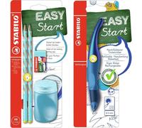 Sept-Set Scolaire Pour Gaucher - 2 Crayons Easygraph S Hb + Taille-Crayon + Gomme - Bleu & Stylo Roller Easyoriginal - Blister X 1 Stylo Ergonomique Rechargeable - Bleu Edition Hologramme