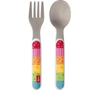 Sept-Sigikid, 24870 Enfant Mixte Couverts De Table Fourchette + Cuillère, Inox Et Plastique Abs, Rainbow Rabbit Multicolore, 14 Cm