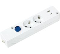 Sept-Simon - Multiprise Multifix, Multiprise Plate, 2 Prises De 16 A Et 2 Usb A+C Avec Charge Rapide, Prise De Terre Et Interrupteur De Lumière, 250 V, 3680 W, Couleur Blanche