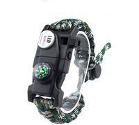 Sept-Survie De Paracord Bracelet, 7 Core Réglable 20 En 1 Sport Roue Crantée Outdoor Survival Kit De Secours Avec Sos Led Lumière, Boussole, Sifflet, Fire Starter Multi Outil De Sauvetage
