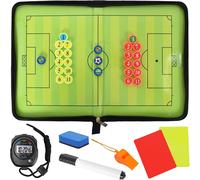 Sept-Tableau Tactique De Football, Pliable Entraîneur Football Tableau Magnétique, Avec Grandes Figurines D'échecs Magnétiques Chronomètre Sifflet Éponge Marqueur Carton Rouge Carton Jaune