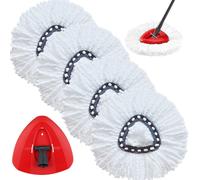 Sept-Tête De Mop Compatible Avec Le Mop 2 En 1 Vileda Turbo, 4 Têtes De Mop Blanches + 1 Base De Mop Pour Les Recharges De Mop Easywring&clean
