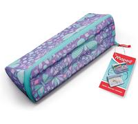 Sept-- Trousse Scolaire Ouverture Xxl - Trousse Personnalisable Réversible, Avec 1 Côté A Colorier - Grande Ouverture Pratique - Trousse Triangulaire 22 X 6cm - Trousse Pastel Papillon Paillette